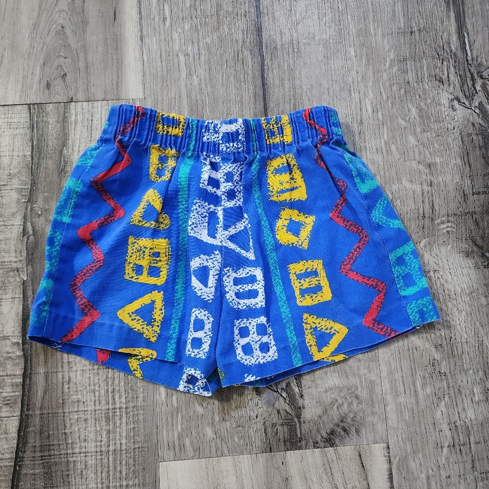 Kids Blue Patterned Vintage 1990 Vintage  Summer Shorts